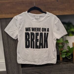 NWT!! FRIENDS White 'We Were On A Break'  Crop Top